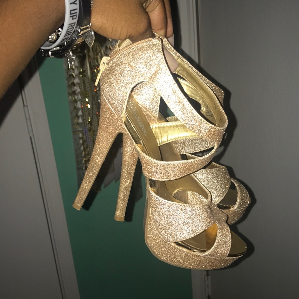 Glittery gold heels